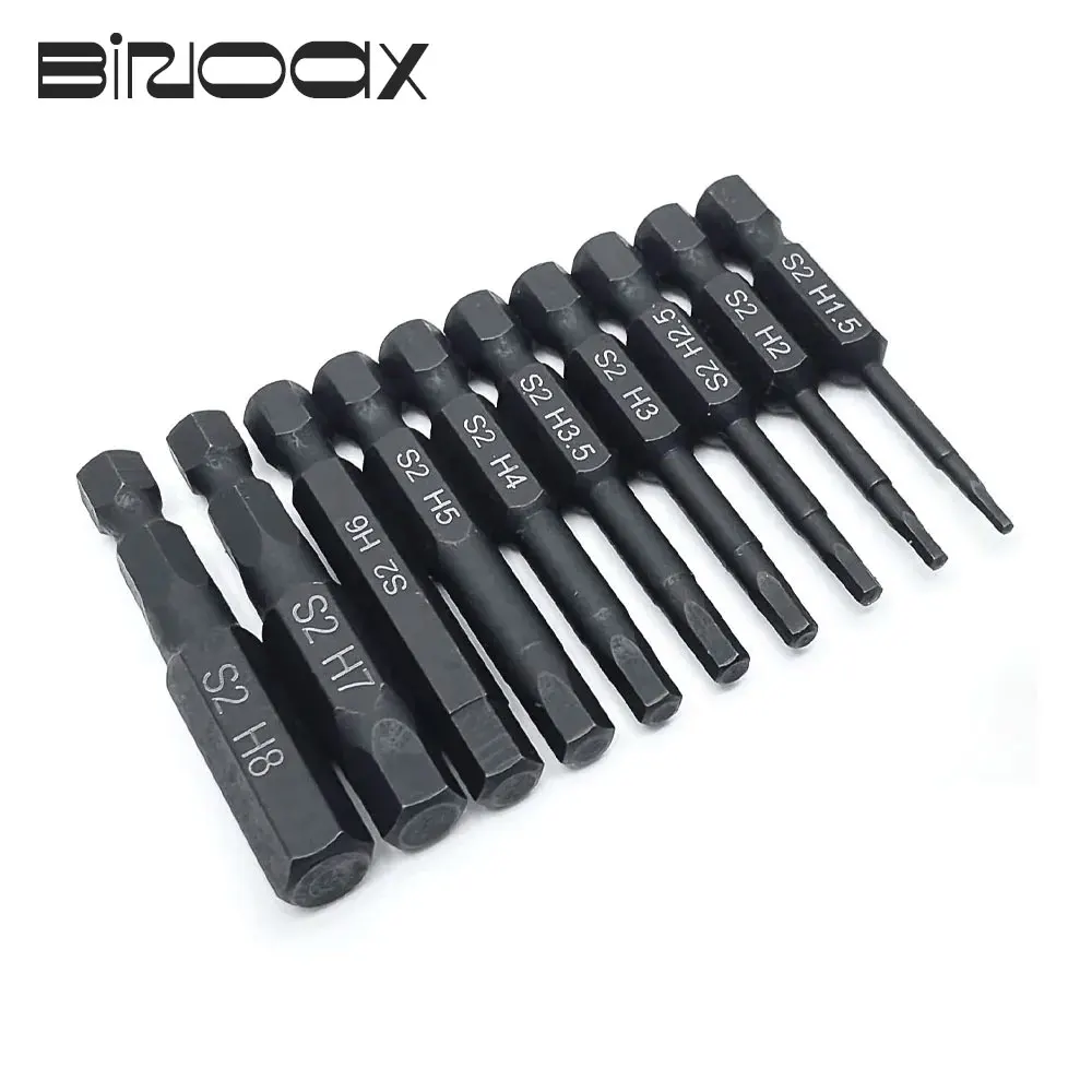 Binoax 10 Pcs SAE/Metric Hex Head Allen Wrench Drill Bit Set 1/4" Diameter Quick Release Shank Magnetic Screwdriver Bit Set