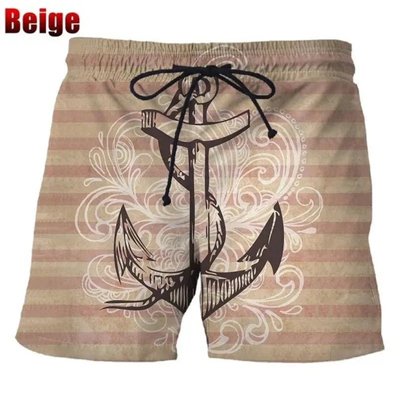 

New Fashion Men's Shorts Classic Anchor 3D Printing Beach Pants Casual Cool Sports Pants Retro Design Unisex Funny Swim Shorts