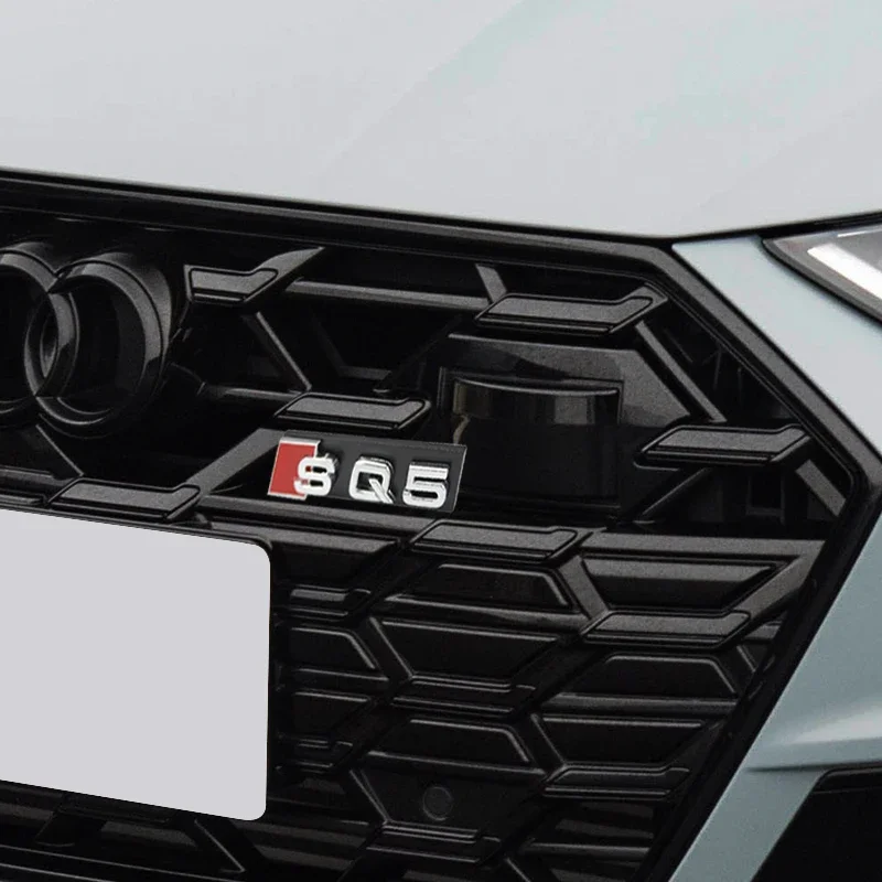 3D ABS 글로스 블랙 실버 프론트 라디에이터 메쉬 배지 네임플레이트 (아우디 SQ8 SQ7 SQ5 SQ3 모터스포츠 교체용 튜닝 액세서리)