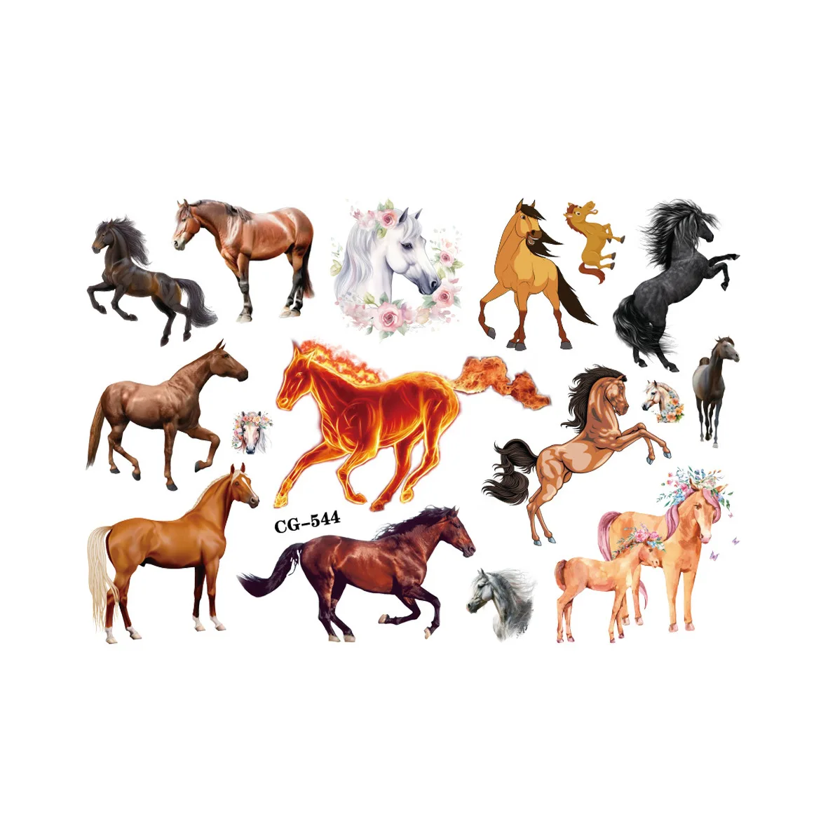 New Cute Horse Fake Temporary Tattoos For Kids Birthday Party Supplies Favors Horse Tattoos Stickers Decoration 1Pcs