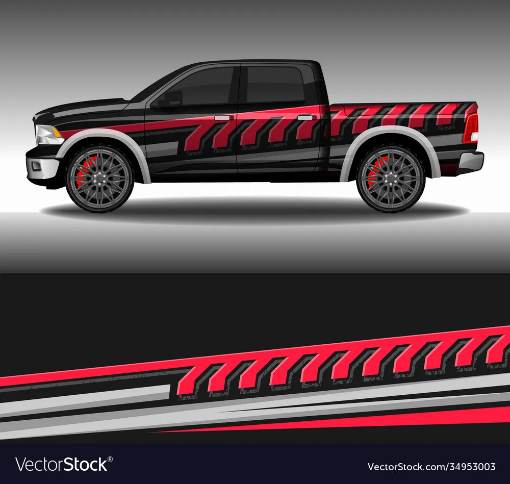 

Red black Pickup Car Graphic Decal Full Body Racing Vinyl Wrap Car Full Wrap Sticker Car Decal Length 400cm Width 100cm