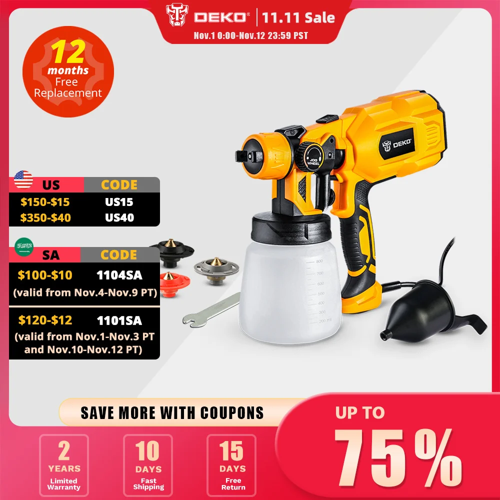 EU/Us stecker DEKO DKSG55K1 Spray Gun, 220V/110V 550W High Power Home Elektrische Farbe Sprayer, 3 düse Einfach Spritzen für Home DIY|Spritzpistolen| - AliExpress