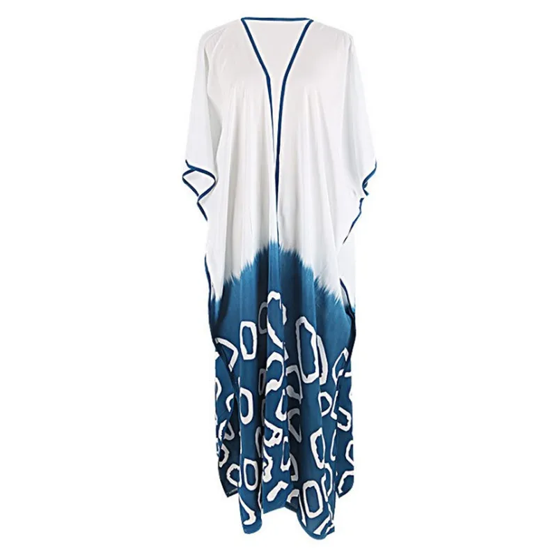 Bohemian Printed Tie Dye Bikini Cover Up Kimono Beach Dress Women Loose Summer Beach Wear Swim Suit Cover Up cardigan