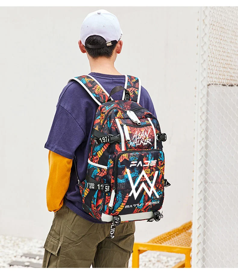 Breathable mesh,With USB,Glow-in-the-dark,Black Orange Yellow Grey,Alan Walker,AlanWalker,School Bags,Anime Backpacks Girls Boys 4