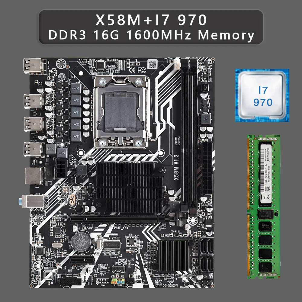 X58 LGA 1366 CPU Motherboard Memory With I7 970 And REG ECC DDR3 16G  1600MHz And XEON Processor USB2.0 AMD RX Series 1366 X58M - AliExpress