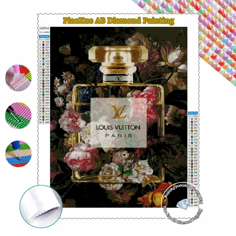 Brand Poster 5D AB Diamond Painting Modern Perfume Bottle Flower Diamond  Mosaic Embroidery Diy Cross Stitch Kits Art Home Decor