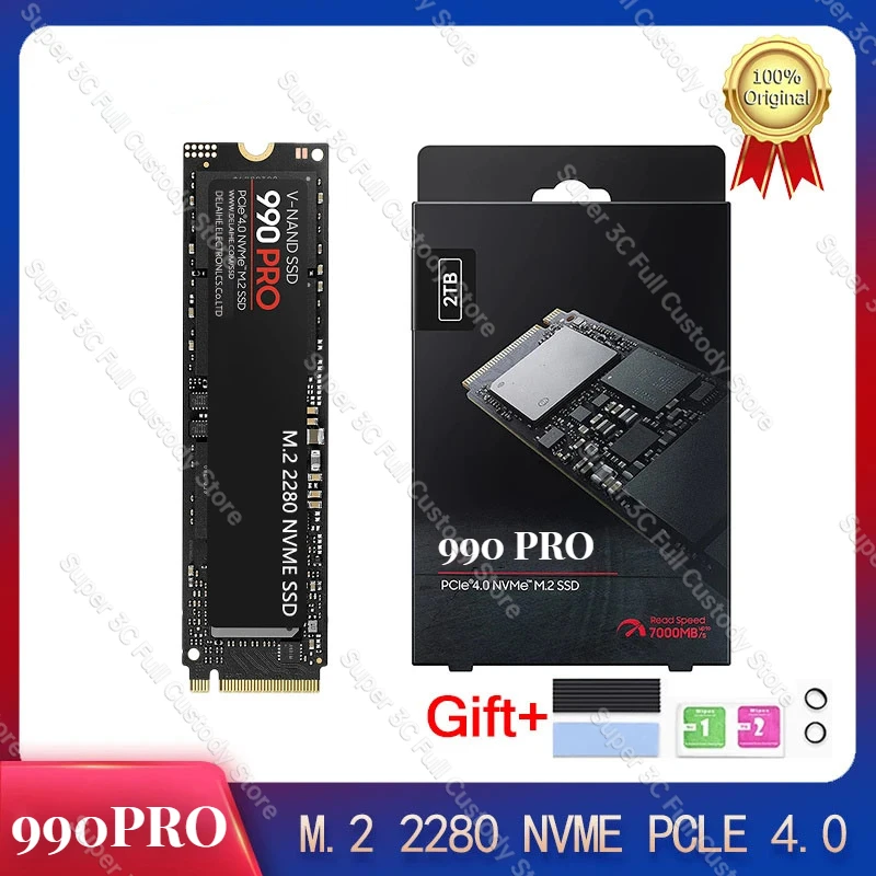 

990PRO 4TB SSD Solid State Drive 2TB 1TB M.2 2280 SSD PCIe4.0 NVMe Gaming Internal Hard Drive for PS5 Laptop Desktop 7450MB/S