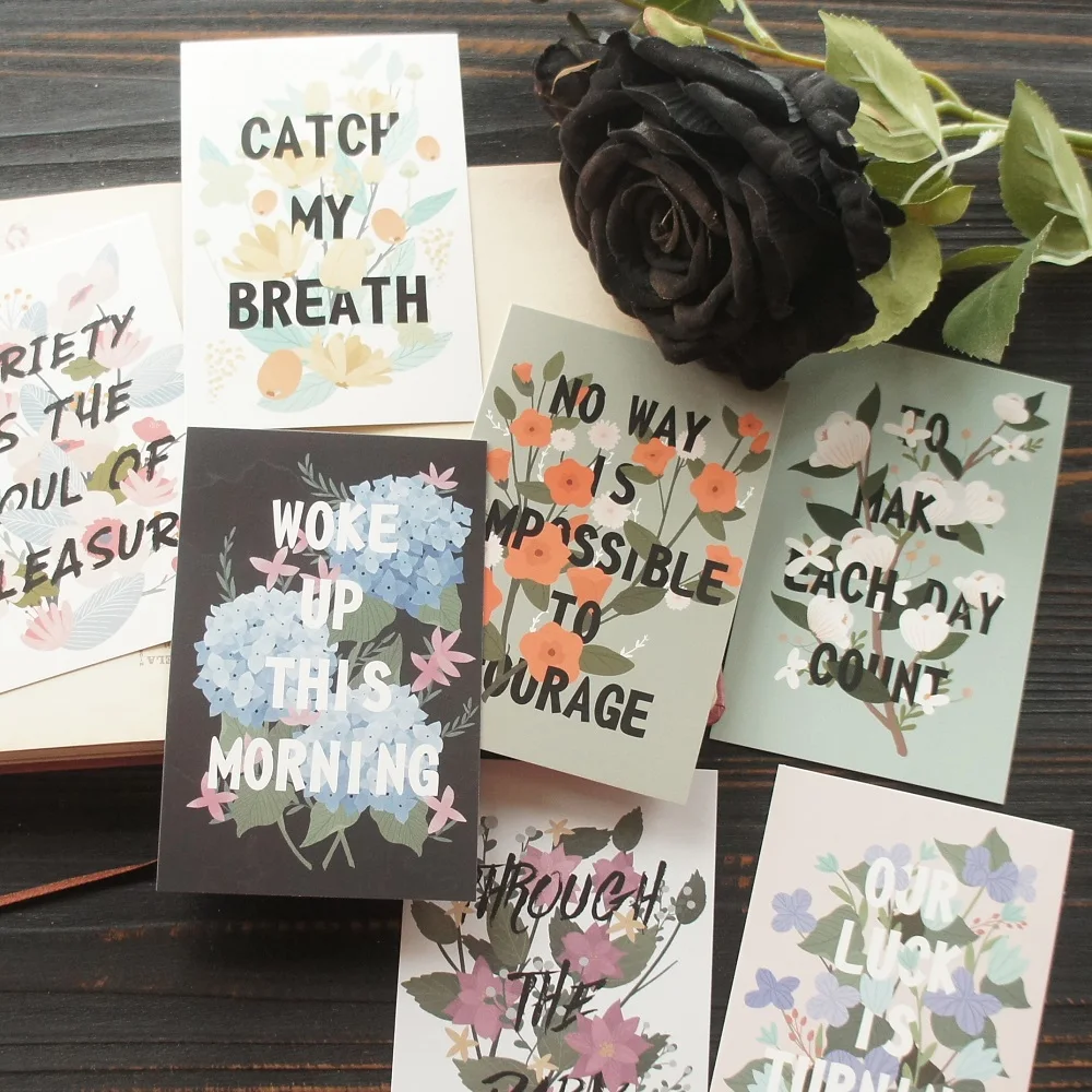 

15pcs Flowers Speak Encouraging Words Design As Post Card Gift Greeting Cards Gift Party Invitation Scrapbooking Use