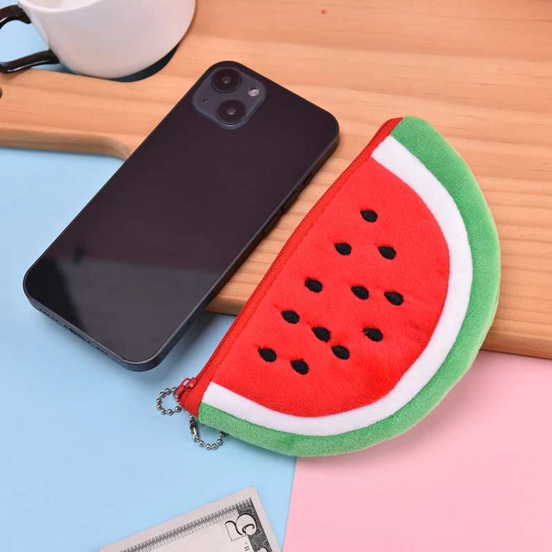 Creative Fruit Plush Coin Purse Watermelon/Strawberry/Orange/Pineapple Zipper Wallet Plush Pocket Card Holder Coin Wallets