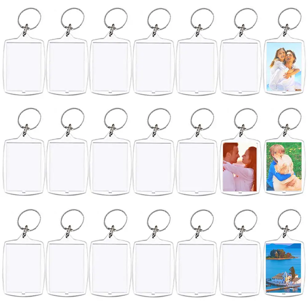 

30Pcs Acrylic Photo Frame Keyrings Picture Snap-in Keychains Custom Personalized Insert Photo Clear Blank Keyring Keychain