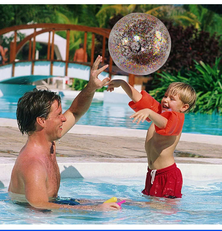 40cm Beach Balls Inflatable Beach Swim Pool Balls Toys for Kids Toddlers Outdoor Pool Game Toy Shine Water Ball with Inflator 3