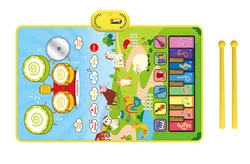 Colorful Interactive Musical Play Mat for Kids - Educational Floor Piano and Drum Dance Toy with Instrument Sounds (C 80x50cm)