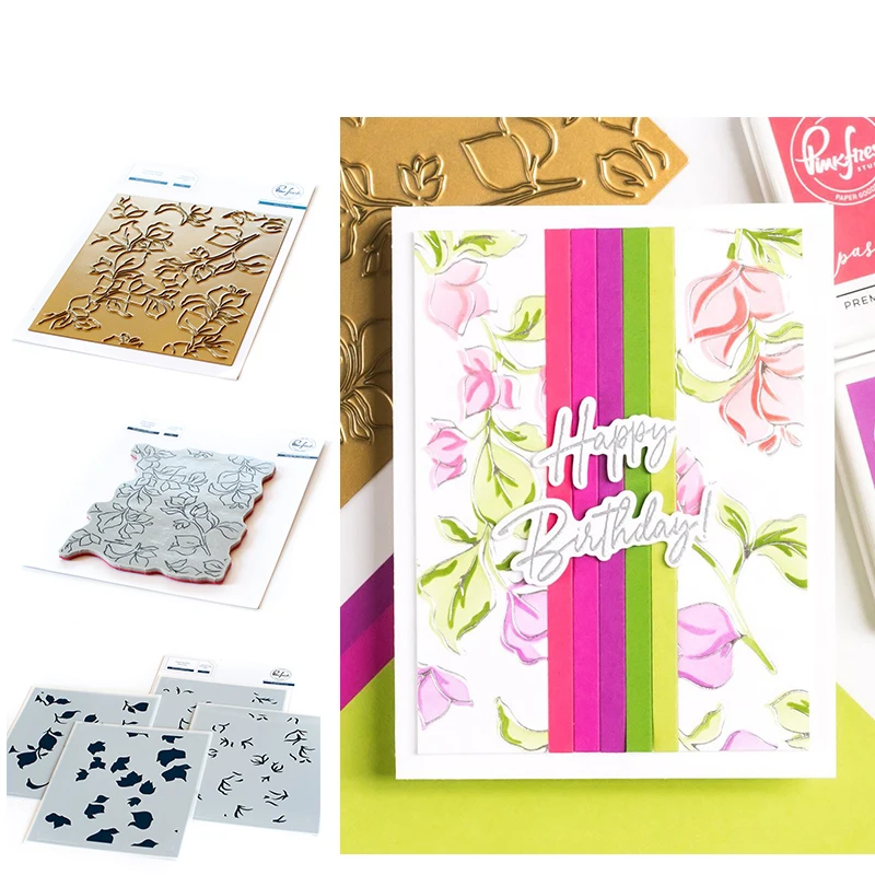 Bougainvillea Print Stamps And Stencil Hot Foil Scrapbook Diary Decoration Embossing Template DIY Greeting Card Handmade |