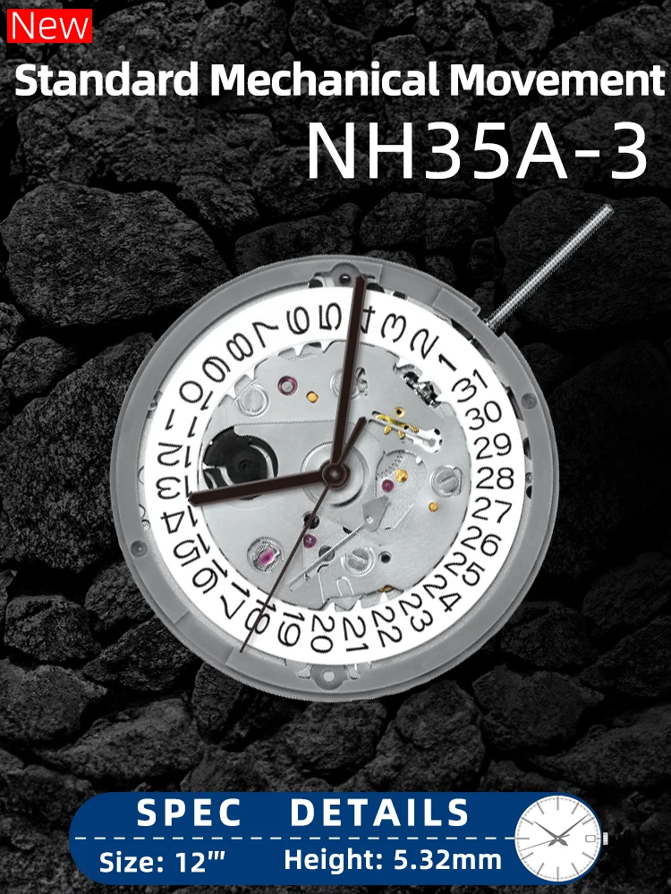 Seiko Nh35A New Japan Watch Movement Premium Mechanical Nh35 White Date Wheel 24 Jewels Automatic Self-Winding Alta Precisione