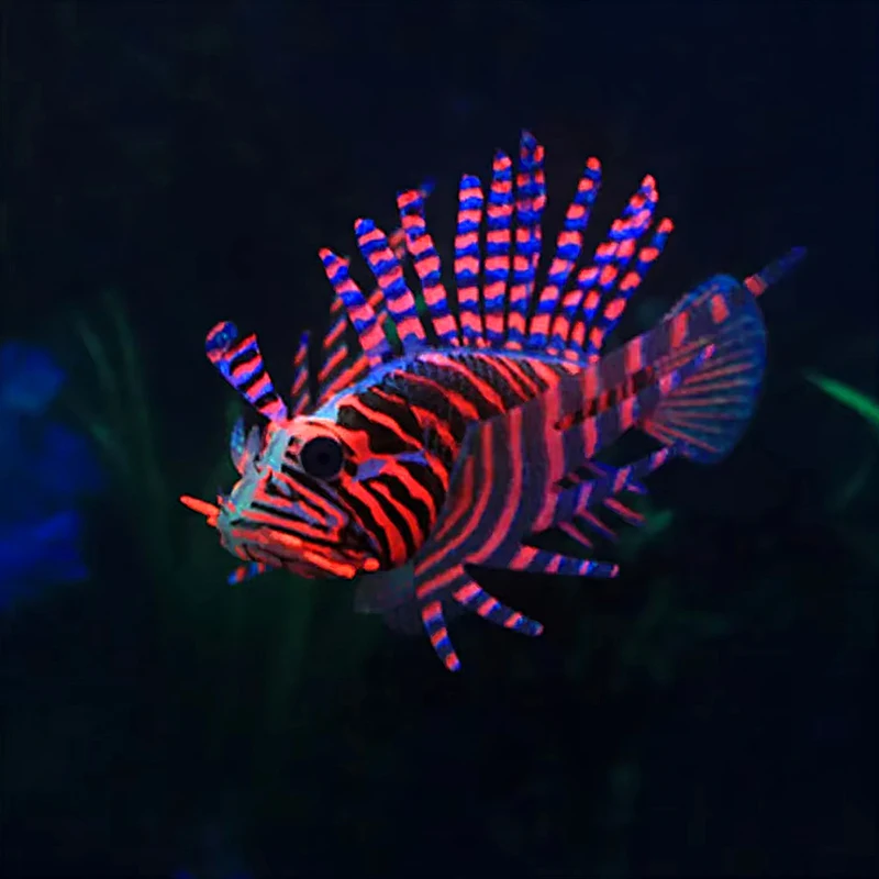1pcs Artificial Luminous Lionfish Fish Silicone Fake Fish Floating Glow In Dark Aquarium Tank Landscape Ornament Home Decoraton