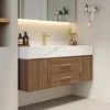 Modern 39" Floating Bathroom Vanity Set Stone Top Wall Mounted Bathroom Cabinet 6