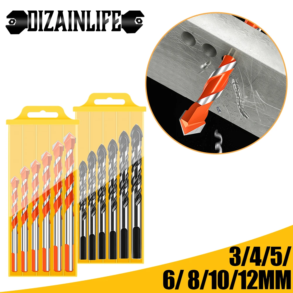 4/5/6/7/8pcs Concrete Tile Drill Bit Set Multifunction Triangle Drill Metal Wood Wall Brick