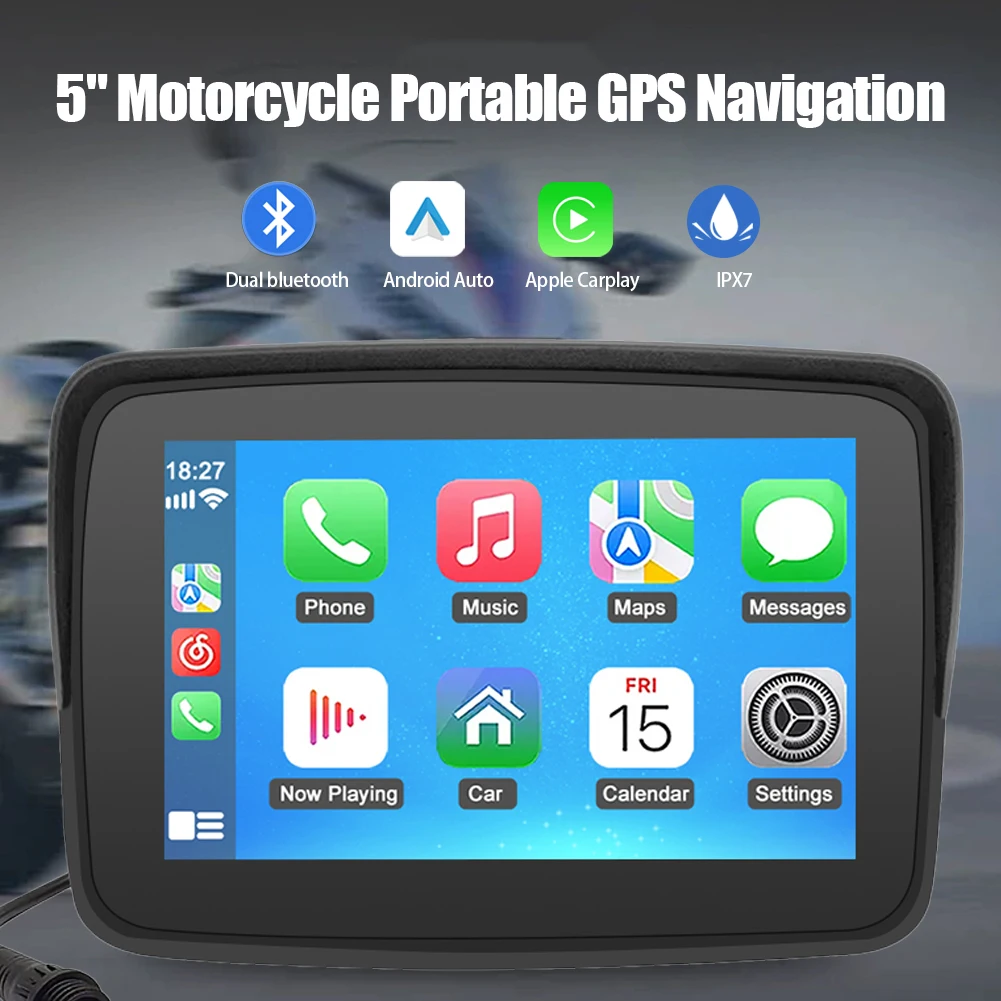 Display Lcd Per Moto Portatile Da 5 Pollici Monitor Impermeabile Ipx7 Per Apple Carplay Wireless Android Auto Moto Car Play Screen Gps