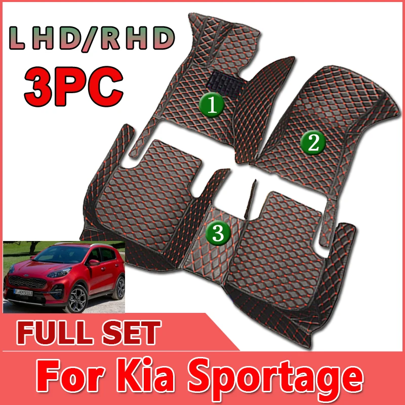 

Car Mats For Kia Sportage QL MK4 2017~2022 Carpet Anti Dirty Pad Luxury Leather Floor Mat Durable Rugs Full Set Car Accessories