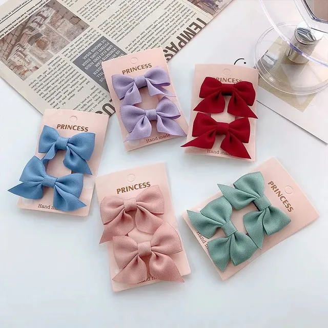 2PCS New Cute Bow Headgear Sweet Little Girl Hair Accessories Summer Girls Net Red Clips Baby Hairpins Children Hair Clips Gifts 2