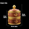 Tibetan Brown Resin Double Layer Jar Food Organizer Tantric Metals Handicraft Buddhist Storage Box Home Desktop Gift Decorative 6