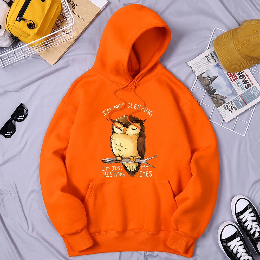 

I'M Just Resting My Eyes Owl Sweatshirts Man Basic Oversize Hoodie All-Match Graphics Streetwears Fashion Casual Streetwear Man