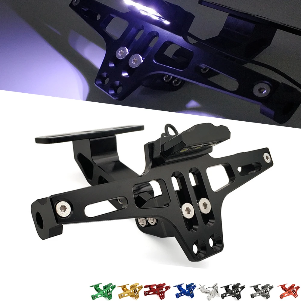 Hot-Motorcycle-License-Plate-Holder-Adjustable-Rear-Tail-Bracket-LED ...