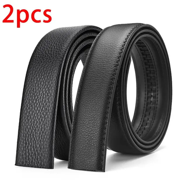 2Pcs Men's Belt Fashion Without Buckle High End Belts Black Soft PU Leather Men Belts Body No Buckle Strap