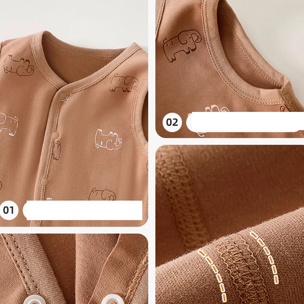  조끼 100% 코튼 봄 가을 귀여운 동물 프린트 남여  조끼 소년 소녀  겉옷 양복 조끼