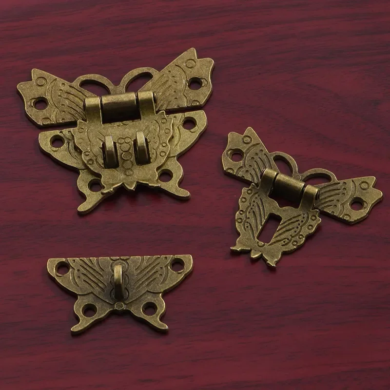 Jewelry Box Hasp 2pcs Vintage Butterfly Lock Antique Bronze Latch Upscale Jewelry Wooden Box Cabinet Lock Case Decorative Hardware Accessory