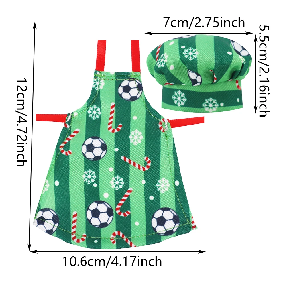 thumbnail image 4 of Delantal con estampado de muñeca de moda, gorro de chef, patrón navideño, estilo Barbis de 11,5 pulgadas y accesorios de ropa para muñecas elfas de 30 cm, regalo de juguete para niñas, 4 of 5