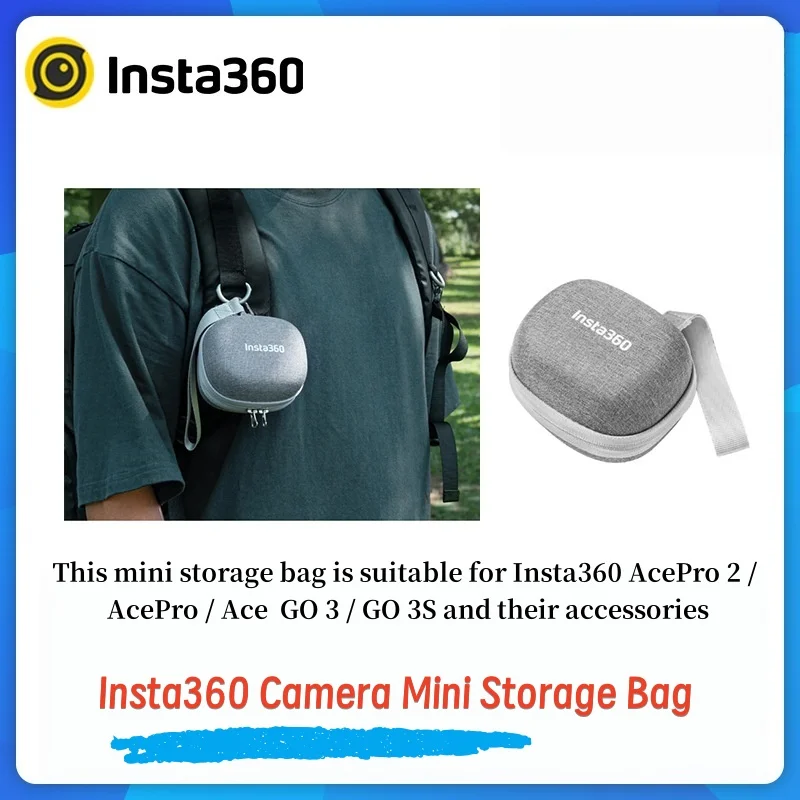 Insta360 Ace Pro 2/Ace Pro/GO 3/GO 3S 카메라 액세서리용 오리지널 미니 보관 가방 스트랩이 있는 하드 케이스
