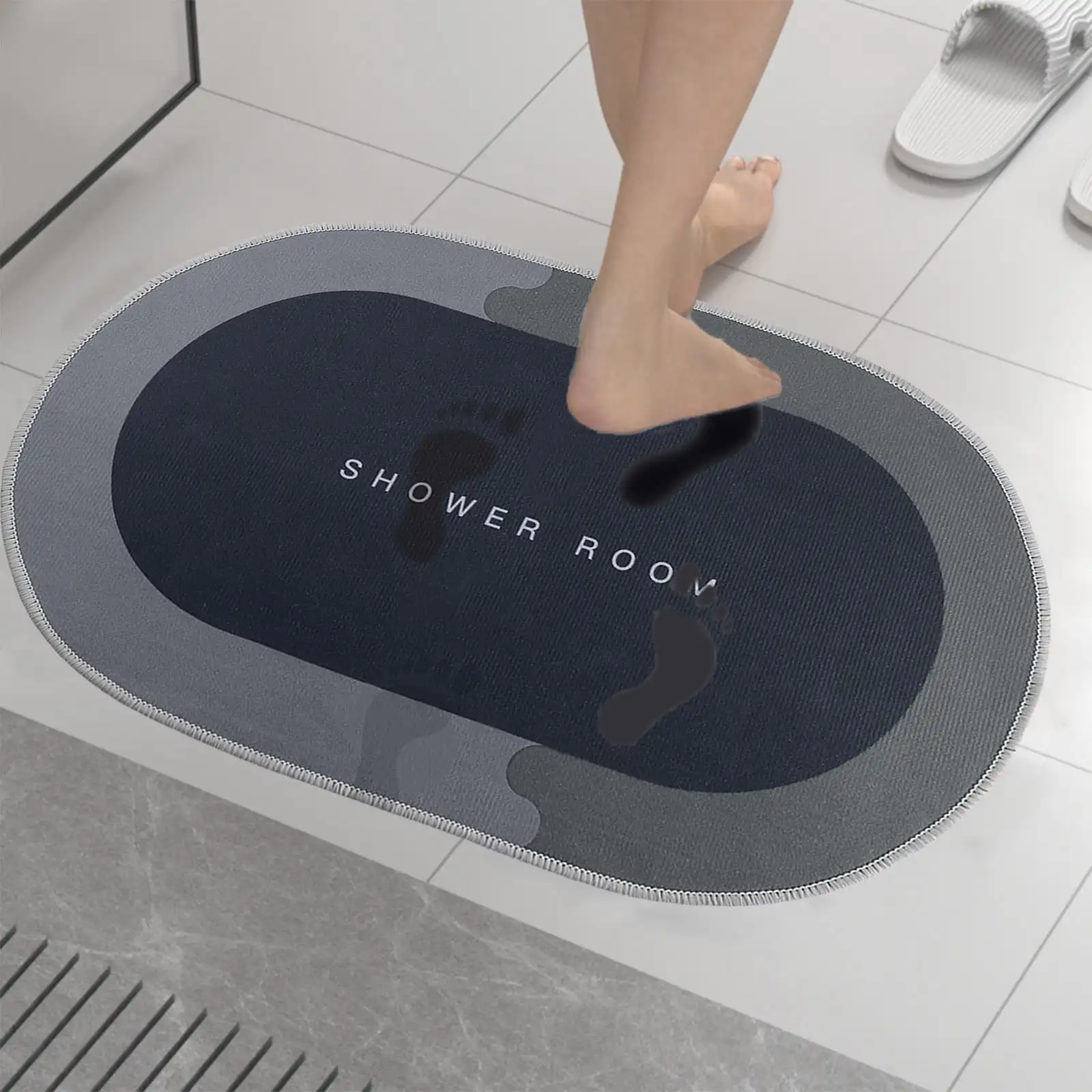 

BGZLEU Bath Rug - Super Absorbent Bathroom Floor Mats, Shower Rug for in Front of Bathtub, Shower Room (16x24in) (Black)