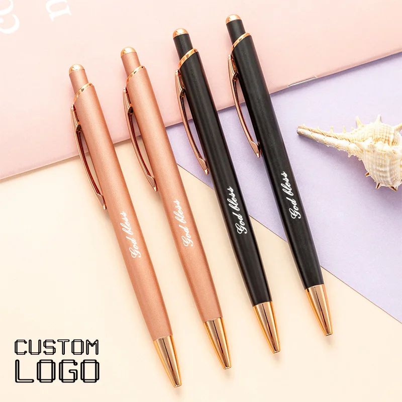 Exquisite Press Ballpoint Pens Laser Carving Personalized Logo Offices Accessories Birthday Gift Students Stationery Supplies