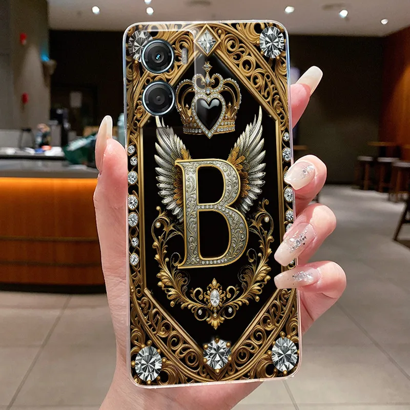 Retro Initial Letter Couple Phone Case - Transparent Soft Silicone Cover, New Fashion Design
