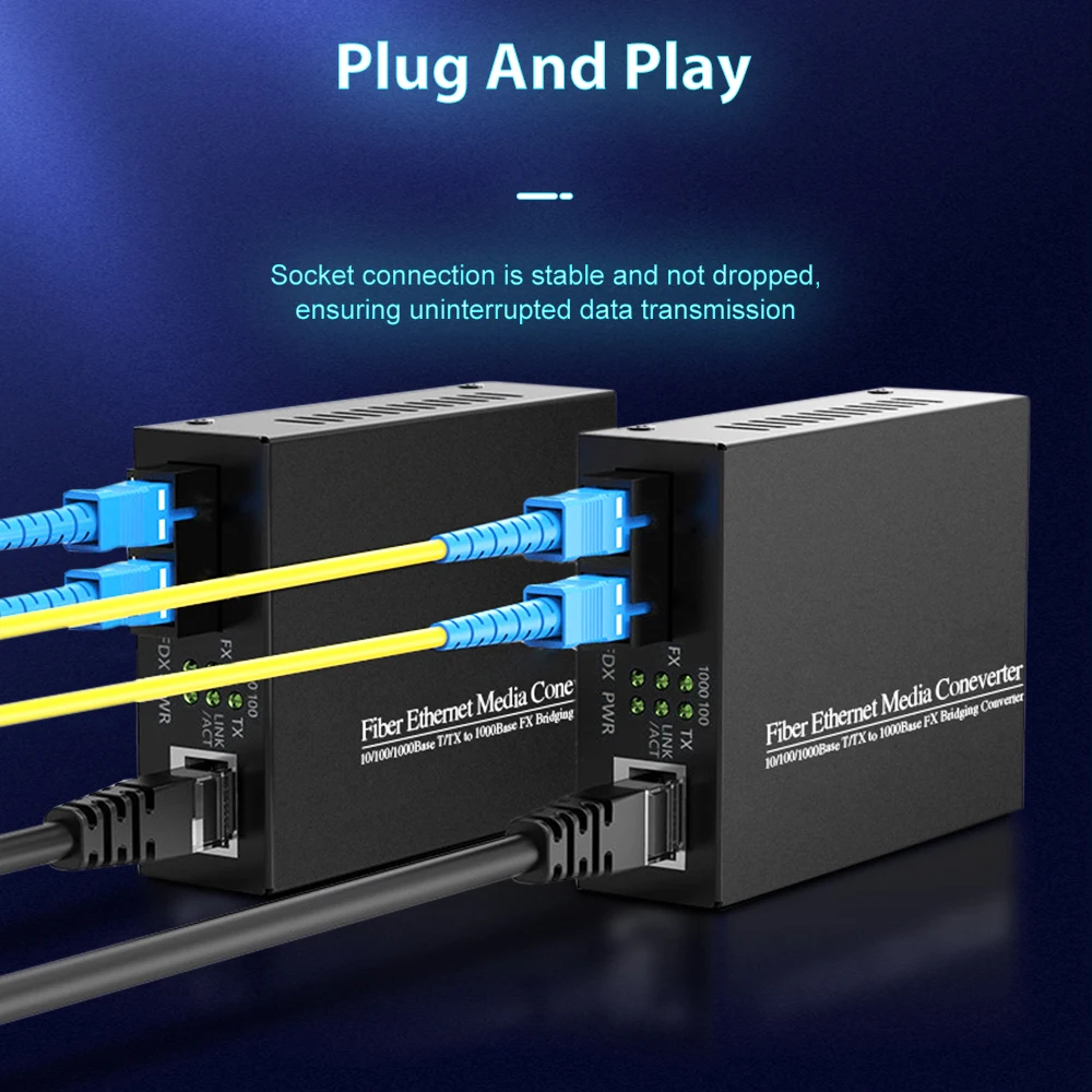 Gigabit Fiber Optical Media Converter 10/100/1000Mbps Dual Fiber SC Port RJ45 to 1000Base-LX up to 20km acd sfp lx20 sfp 1000base lx lc mm 1310nm ddm 20km