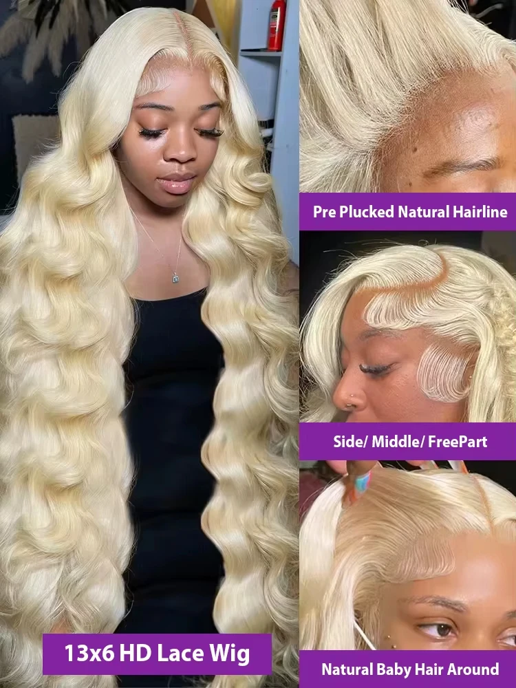 250% HD 30 40 42 Inch 613 Blonde 13x6 Lace Front Human Hair Wigs Body Wave 13x4 Lace Frontal Transparent Brazilian Remy Wig