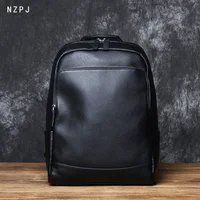 NZPJ Leather Men's Backpack Natural Cowhide Backpack Fashion Travel Bag Korean Version Schoolbag Computer Bag For 15 Inch Laptop 1