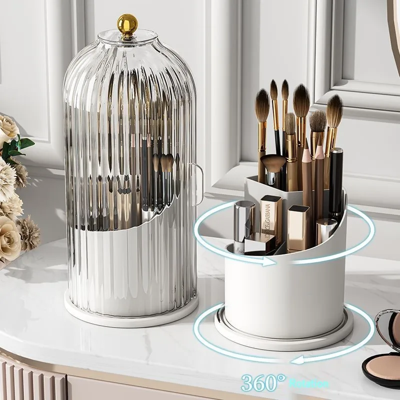 360° Rotating Makeup Brush Holder Desktop Makeup Organizer Cosmetic Storage Box Lipstick Eyebrow Brush Holder Jewelry Container 3