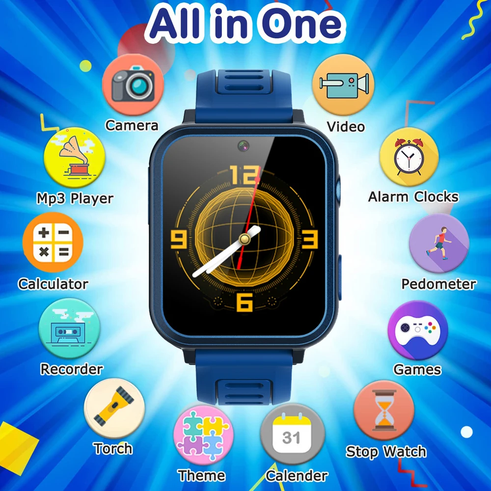 Children's Wristwatch 24 Games Kids Smart Watch Music Play Pedometer Tracker Time Display Video Audio Record Torch Smartwatch 5