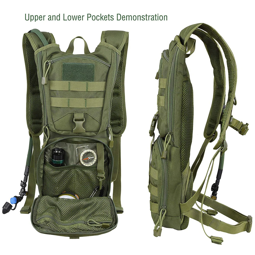 2 in 1 Backpack with Water Bladder Tactical Molle Military Hydration Backpack For Outdoor Cycling Mountaineer Water Storage Bag