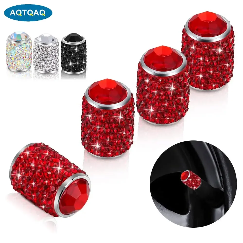 Luxurious Bling Rhinestone Tire Valve Caps - Set of 4