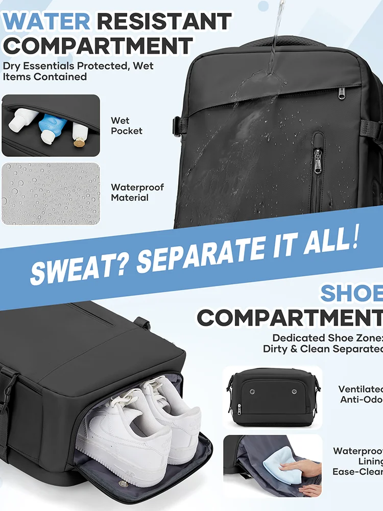 Men's Vacuum Compression Backpack, Large Capacity Cabin Bag Airline Short Distance Travel Backpack Hiking Carry-On Luggage Bags