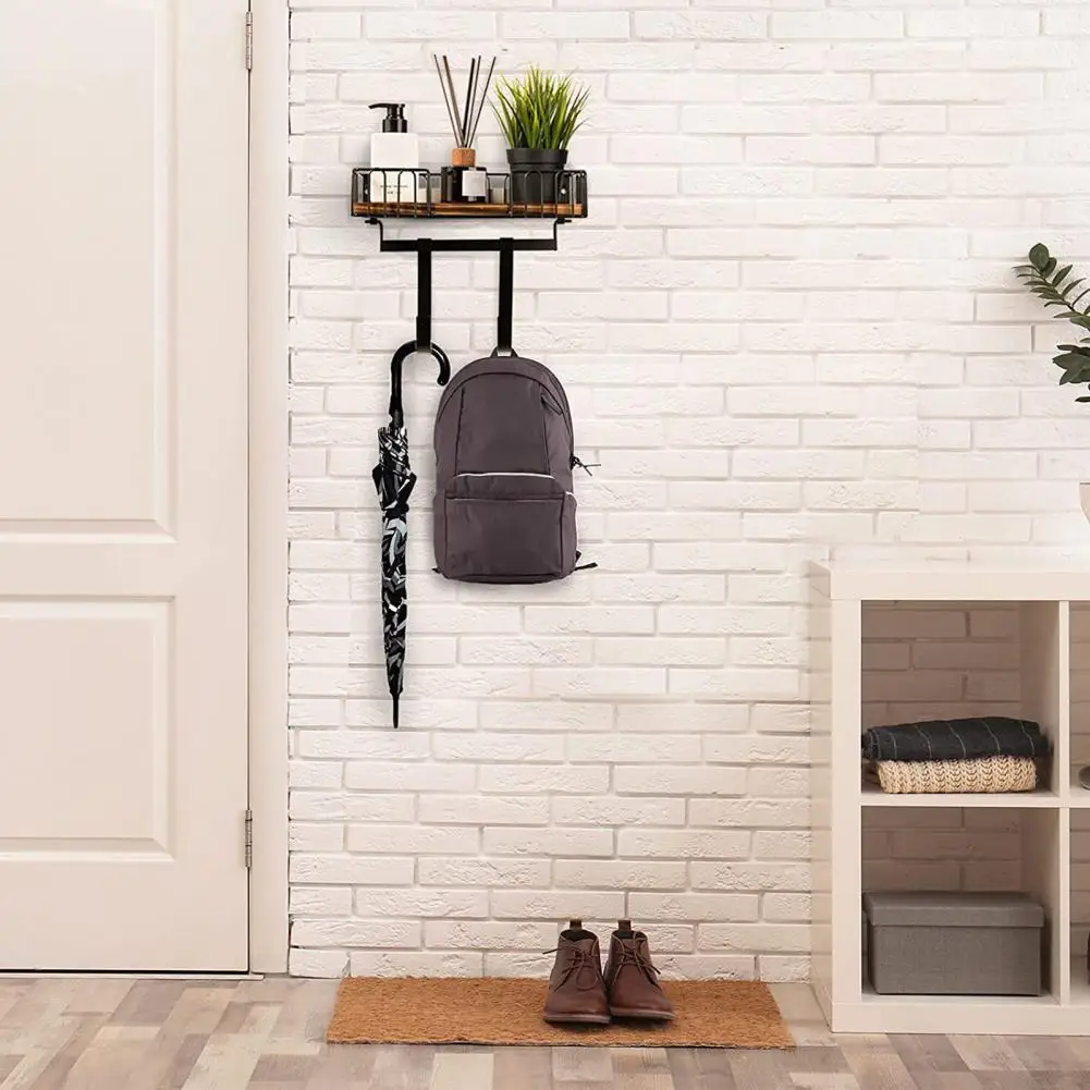 Storage Shelf Ironing Board Hanger Storage Rack with Hooks for Laundry Room Organization Easy Installation Wood Base for Ironing 5