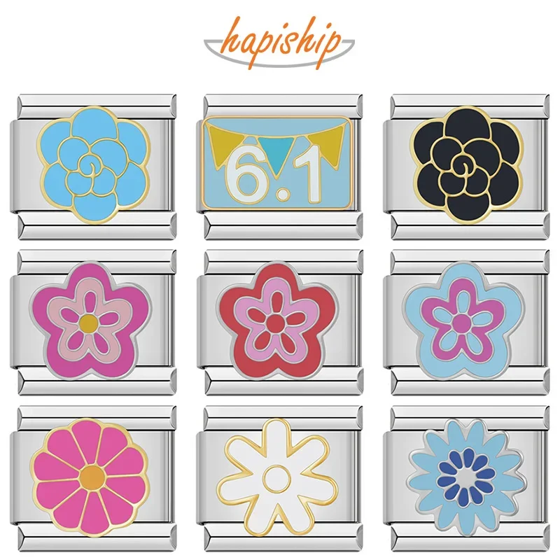 Hapiship 2024 moda nueva niñas flor Día de los niños encanto enlaces italianos ajuste 9mm fabricación de pulseras mujeres joyería DIY DJ1139-C