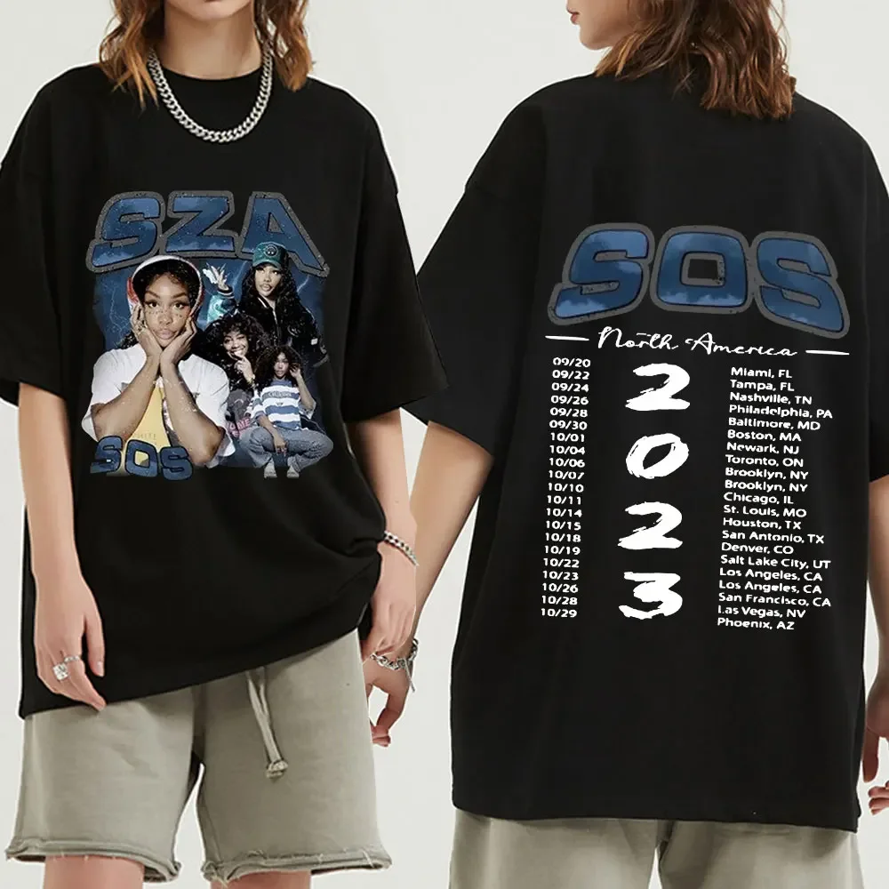 

SZA Music Album SOS T-shirt Men Women's Harajuku 90s Vintage Oversized Short Sleeve T Shirts Fashion Hip Hop Cotton Tshirts Male