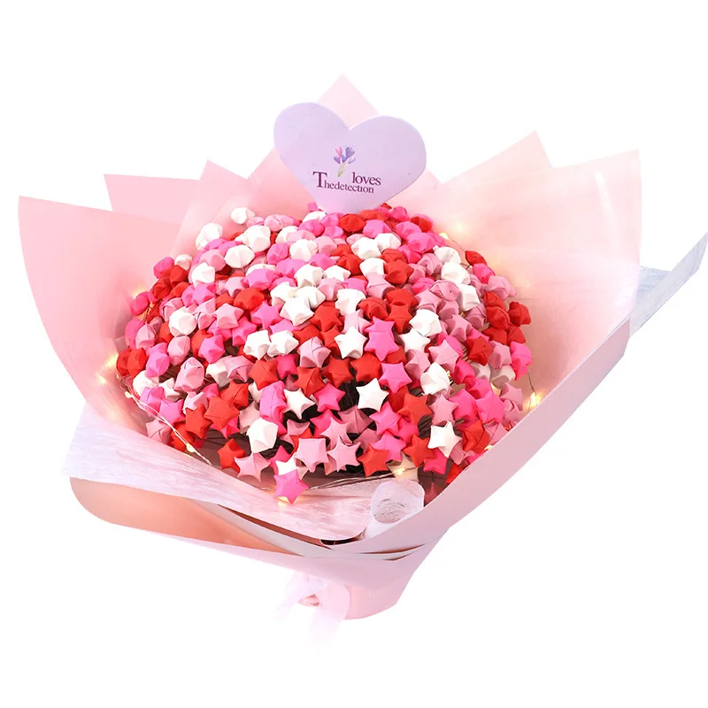 

Star Paper Strips Artificial Flower Bouquet Handmade DIY Material Package Lucky Star Creative Birthday Valentines' Gift Craft
