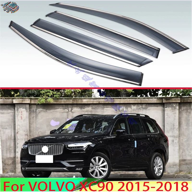 Per Volvo Xc90 2015-2018 Visiera Esterna In Plastica Vent Shades Finestra Sun Rain Guard Deflettore 4 Pezzi 2016 2017
