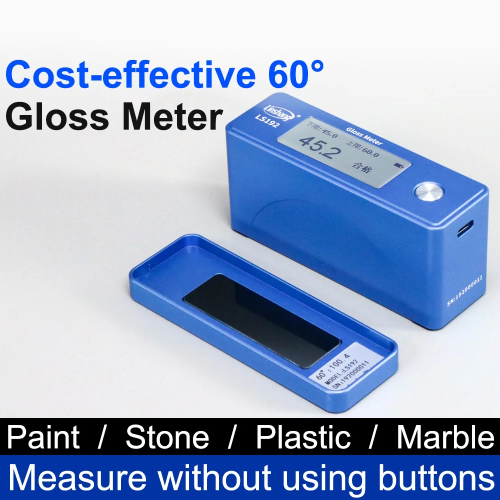 Gloss Meter 60 Degree Digital Gloss Meters Glossness Measurement Device for Floor Marble Paint Plastic Powder Coating LS192