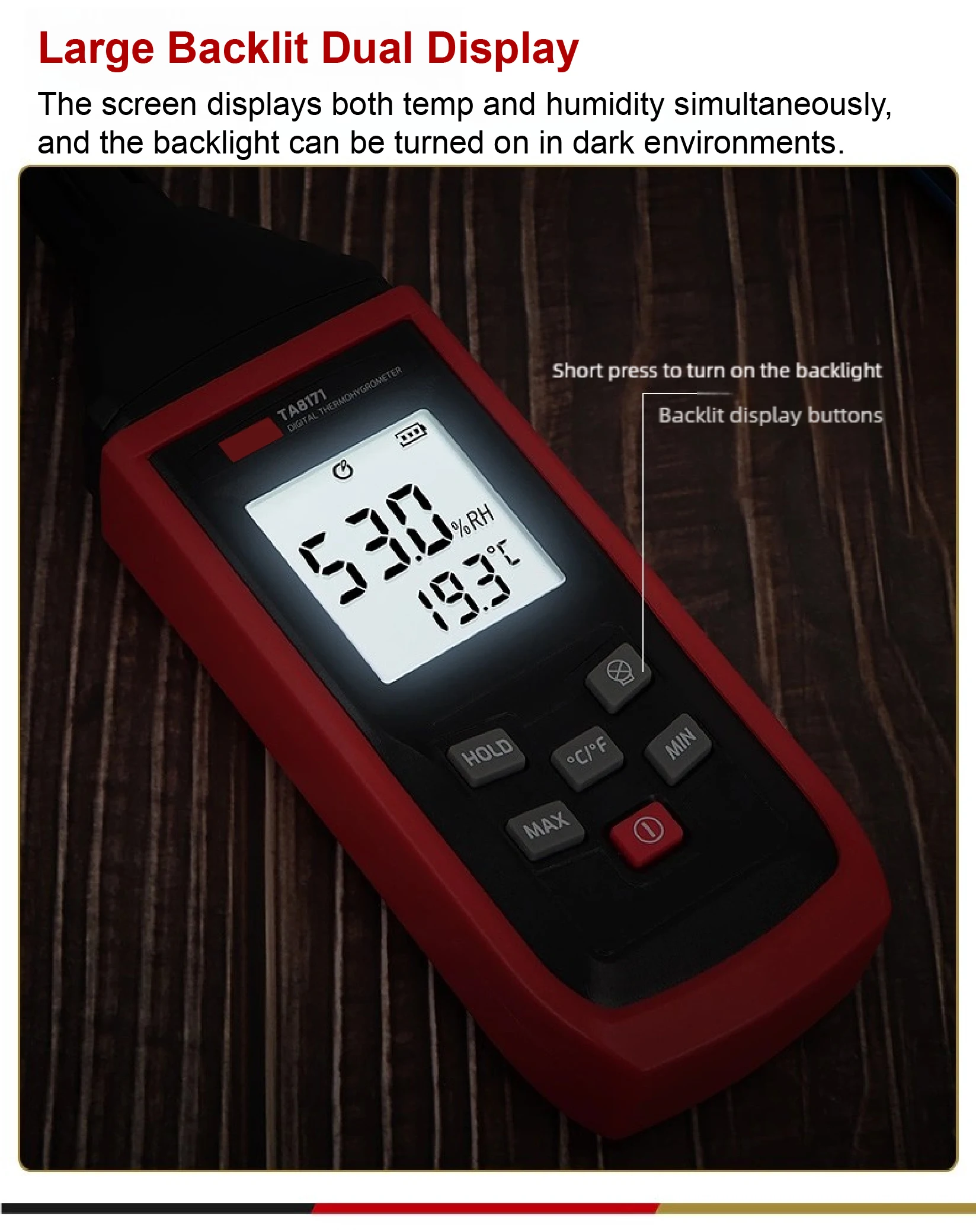 TA8171/TA621A Portable Temperature Humidity Meter Digital Hygrometer Dew Point S